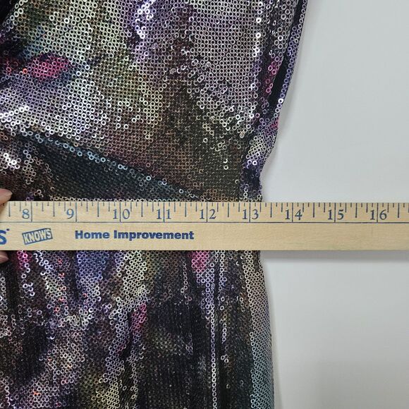 Bisou Bisou Michele Bohbot Multicolor Sequin Dress Women's 8 V-Neck Knot Waist - Picture 9 of 12